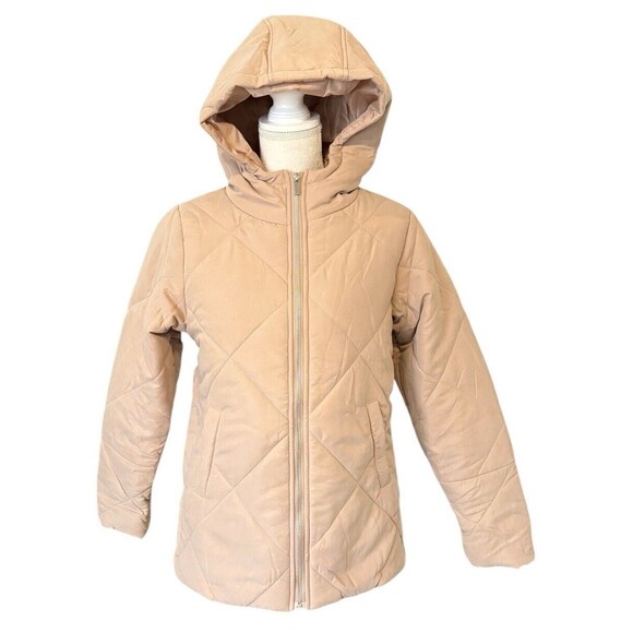PrettyLittleThing Stone Peach Skin Diamond Quilted Jacket Women's Size 0 US New! - Picture 4 of 14
